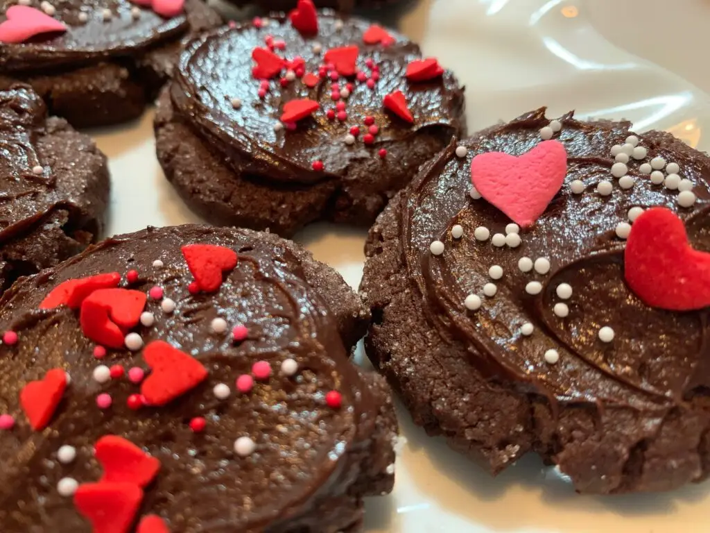 chocolate frosted cookies with sprinkles