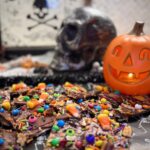 Halloween bark with candy corn and sprinkles